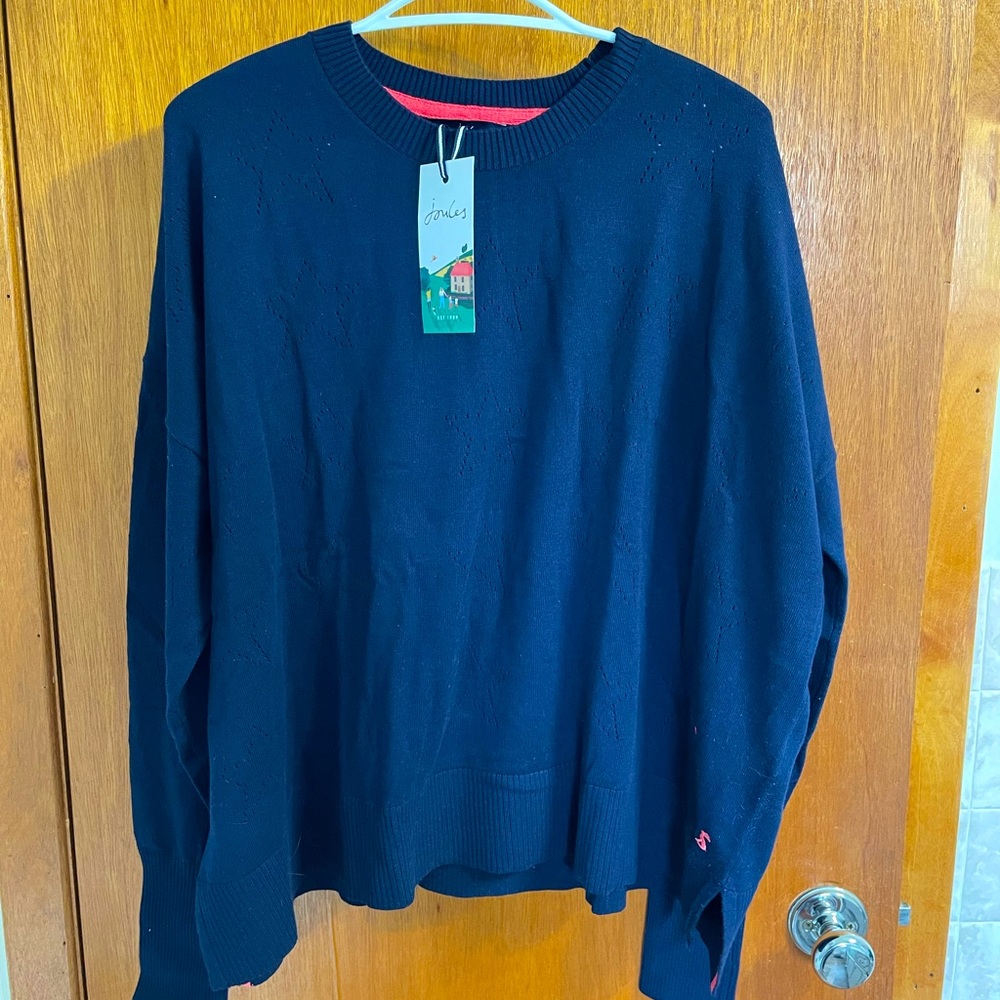 Joules pointelle star sweater, NWT, navy blue, US size 14